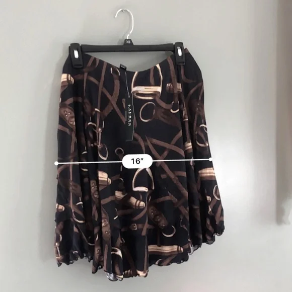 SOLD NWT - Ralph Lauren Brown and Black Pleated Sophisticated Skirt - Medium - Picture 4 of 8